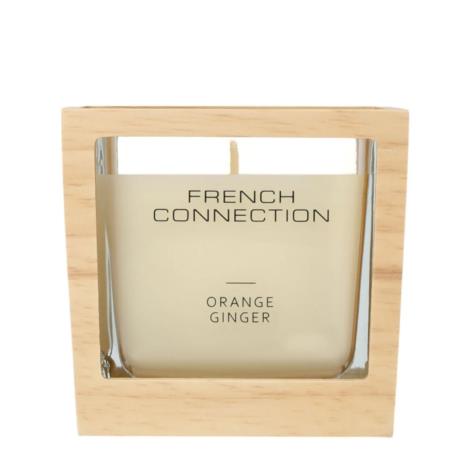 French Connection Orange Ginger Wooden Surround Jar Candle